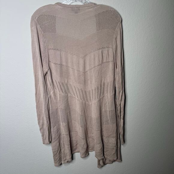 Torrid Women’s 1X Open Front Cardigan Beige Lightweight Knit Long Sleeve Boho - Picture 4 of 7